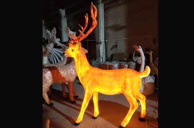 Fiberglass Lantern Deer